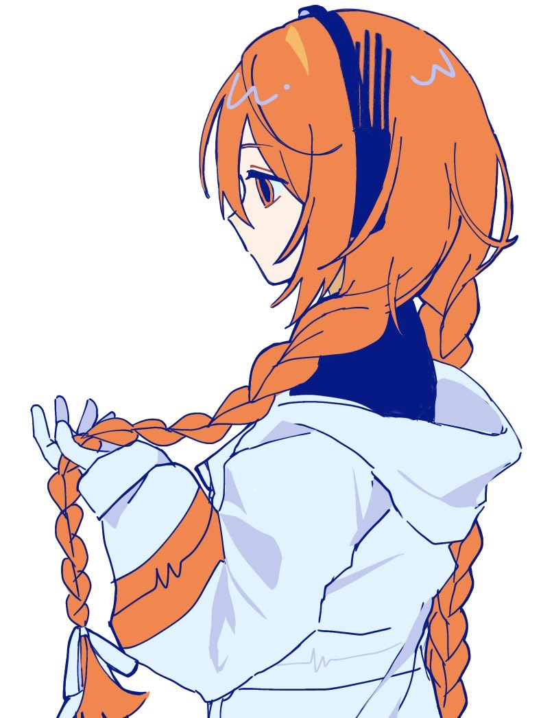 1girl, a.i._voice, adachi_rei, alternate_hair_length, alternate_hairstyle, avocado_hamburg, black_hairband, black_shirt