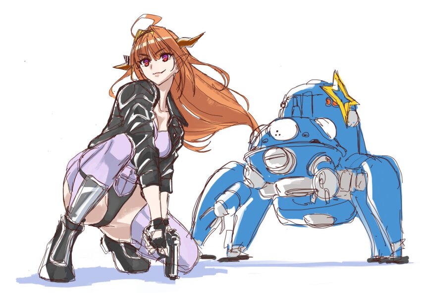 1girl, ahoge, amane_kanata, black_jacket, breasts, brown_hair, cleavage, collarbone