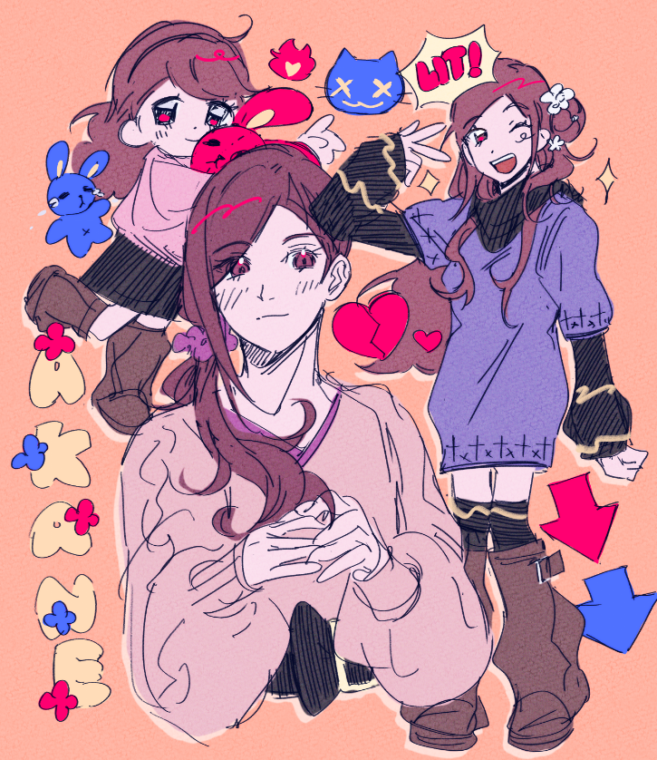 ;d, aged_down, arrow_(symbol), black_scarf, black_skirt, black_socks, blush, boots