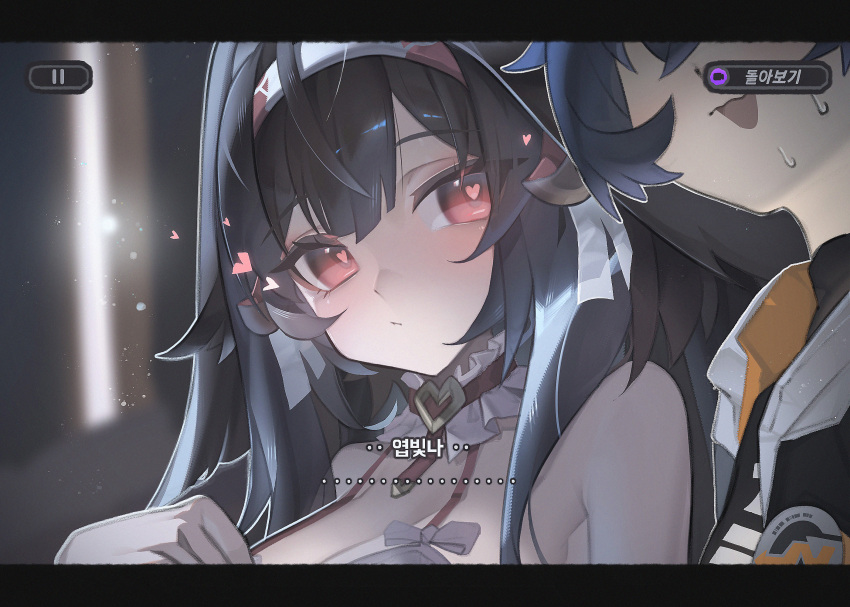 2girls, 2ho, animal_ears, bare_shoulders, belle_(zenless_zone_zero), blue_hair, bow, breasts