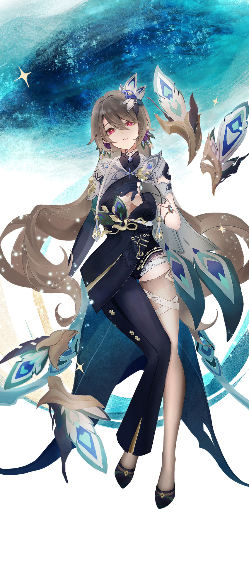 1girl, absurdres, black_bodysuit, black_thighhighs, bodysuit, breasts, chinese_commentary, cleavage_cutout