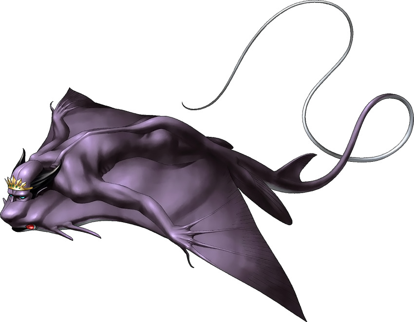 1boy, artist_request, black_hair, blue_eyes, demon_(megami_tensei), extra_eyes, isora_(megami_tensei), manta_ray, official_art, red_eyes, shin_megami_tensei, shin_megami_tensei_nine, solo, third-party_source, tiara, transparent_background