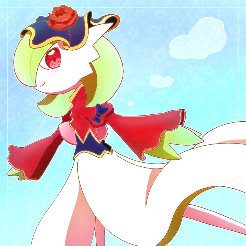 1girl, blue_background, blue_bow, blue_hat, blush, bob_cut, border, bow