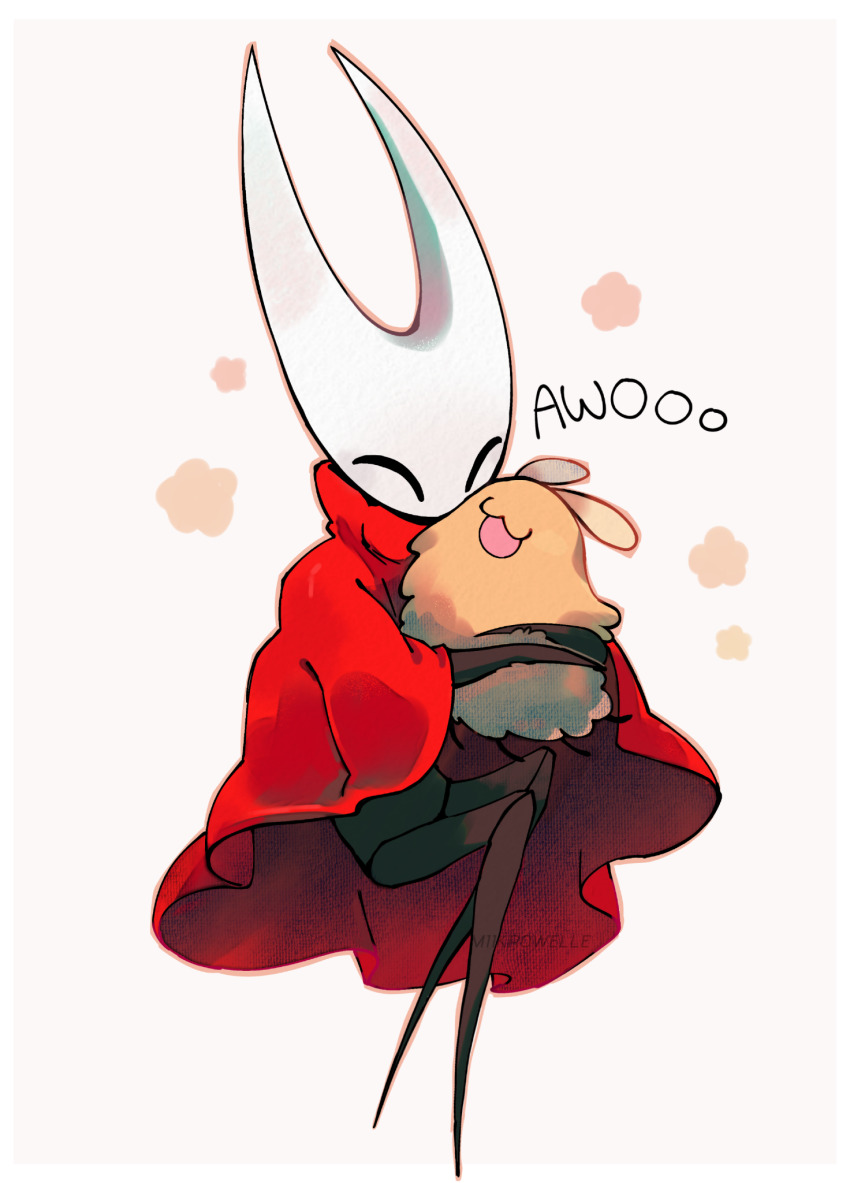 1girl, :3, arthropod_girl, artist_name, black_skin, blush, cloak, closed_eyes