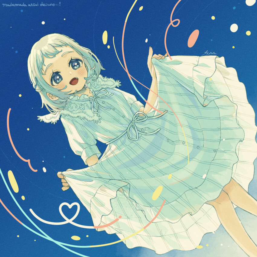 1girl, :d, blue_eyes, blue_ribbon, blush, braid, chiri_sousu, commentary_request