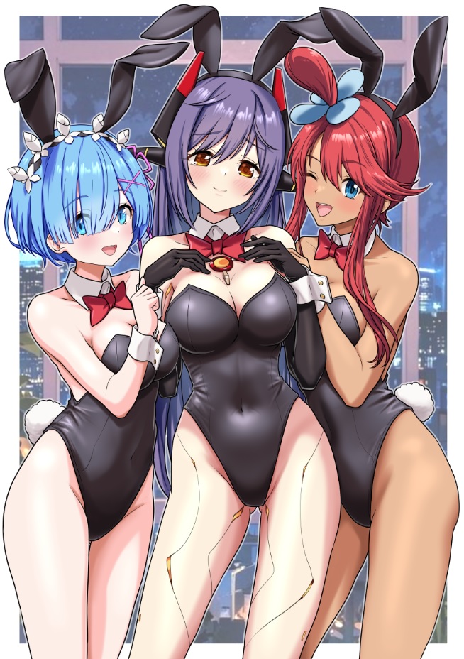 alternate_costume, cheenosuke, crossover, playboy_bunny, pokemon, pokemon_black_and_white, poppi_(xenoblade), re:zero_kara_hajimeru_isekai_seikatsu