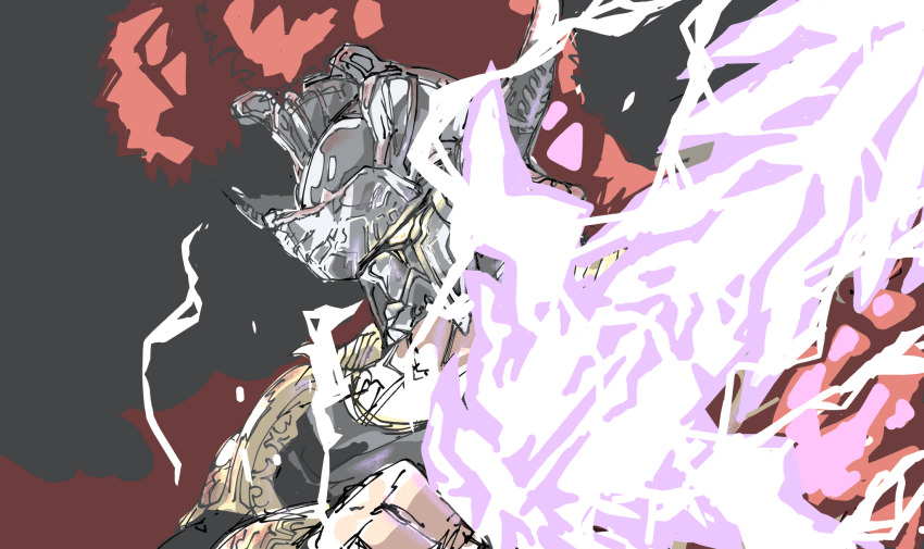 1boy, armor, greco-roman_clothes, grimms_notes, highres, horned_mask, male_focus, mask, muscular, muscular_male, profile, roman_armor, solo, theseus_(grimms_notes), user_kcpx8882, yellow_eyes