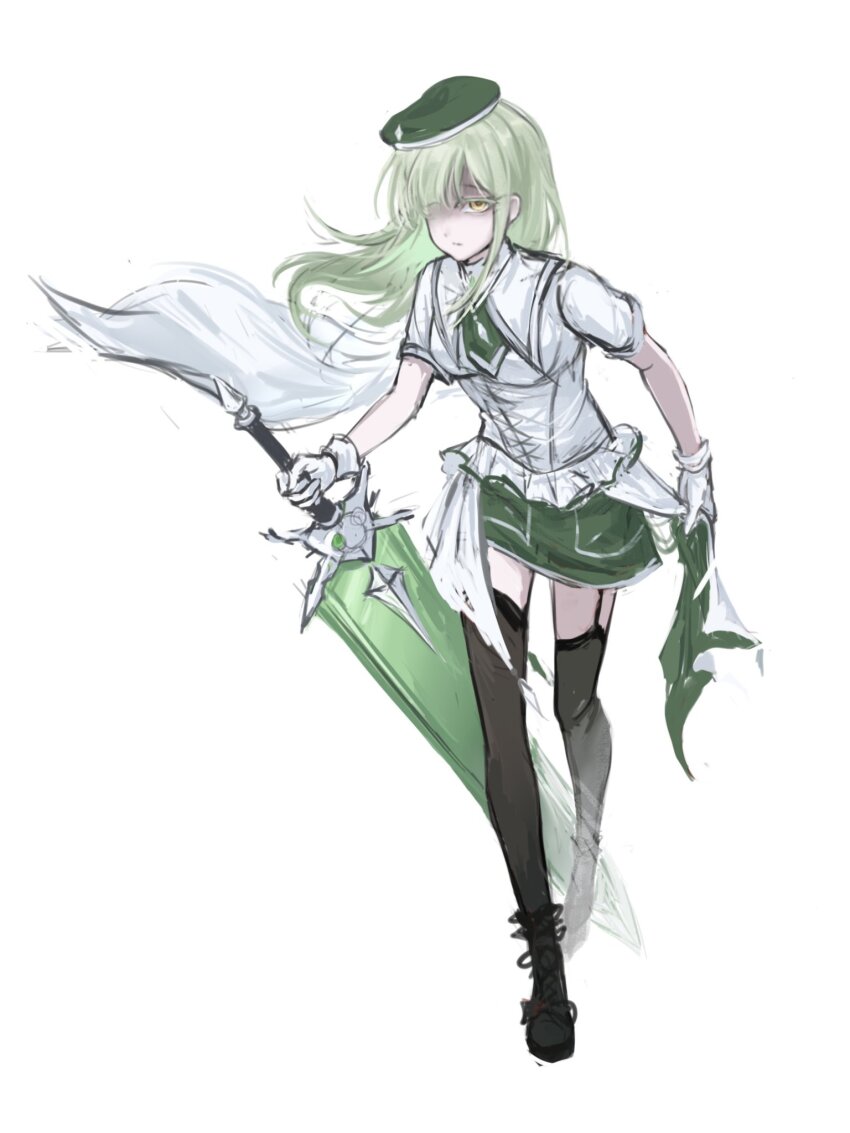 1girl, bang_dream!, bang_dream!_it's_mygo!!!!!, beret, black_boots, black_thighhighs, boots, cape