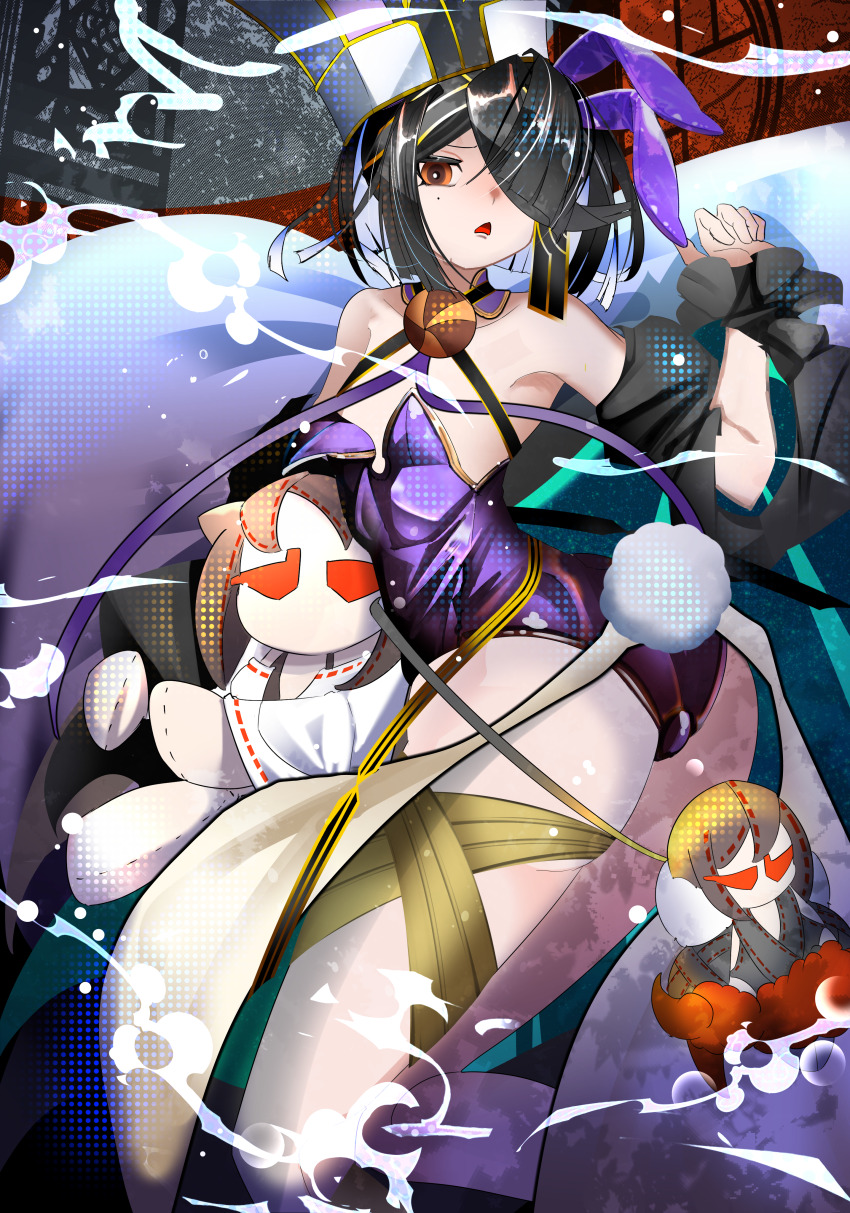 1girl, absurdres, adapted_costume, animal_ears, ass, black_hair, breasts, brown_eyes