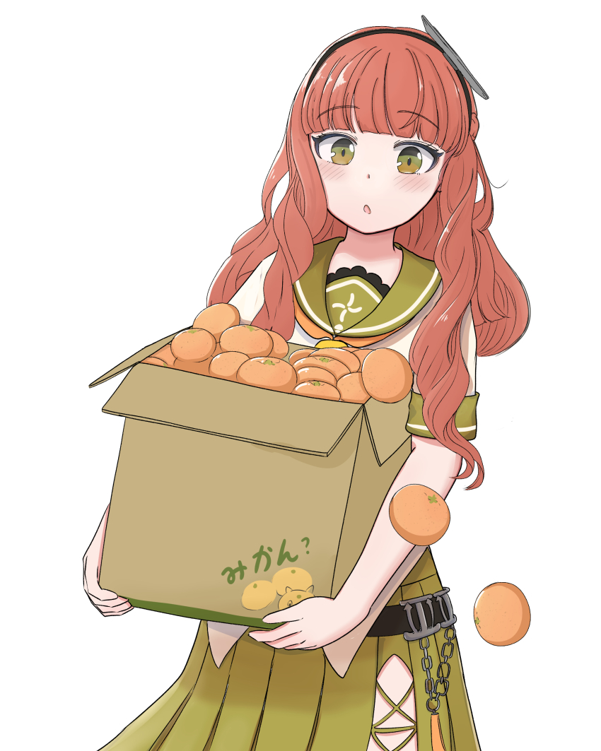 1girl, absurdres, aircraft_catapult, blunt_bangs, box, braid, braided_bangs, cardboard_box