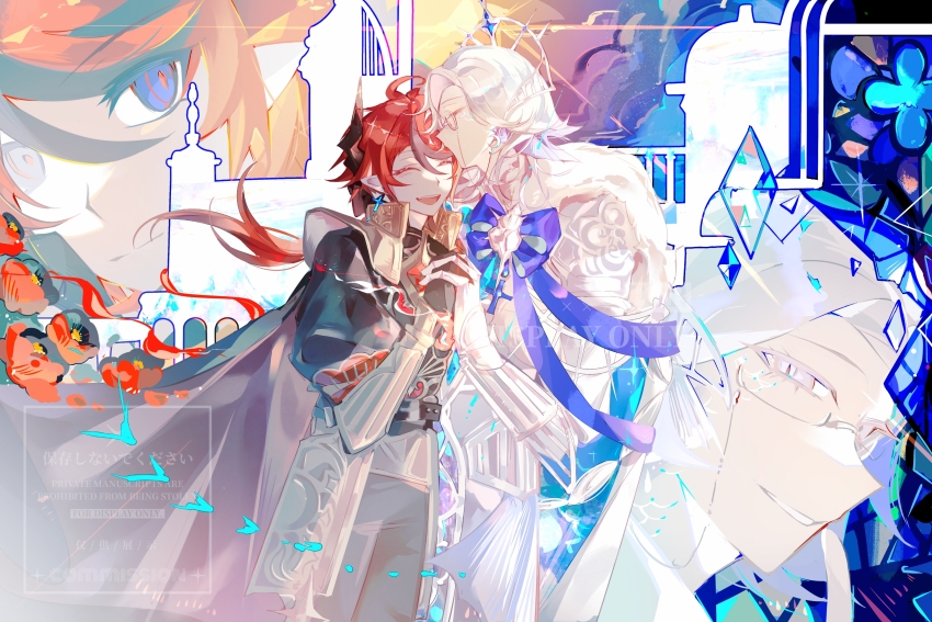 2boys, :d, ^_^, absurdres, achabushicha, ahoge, alternate_costume, aotsuki_eito