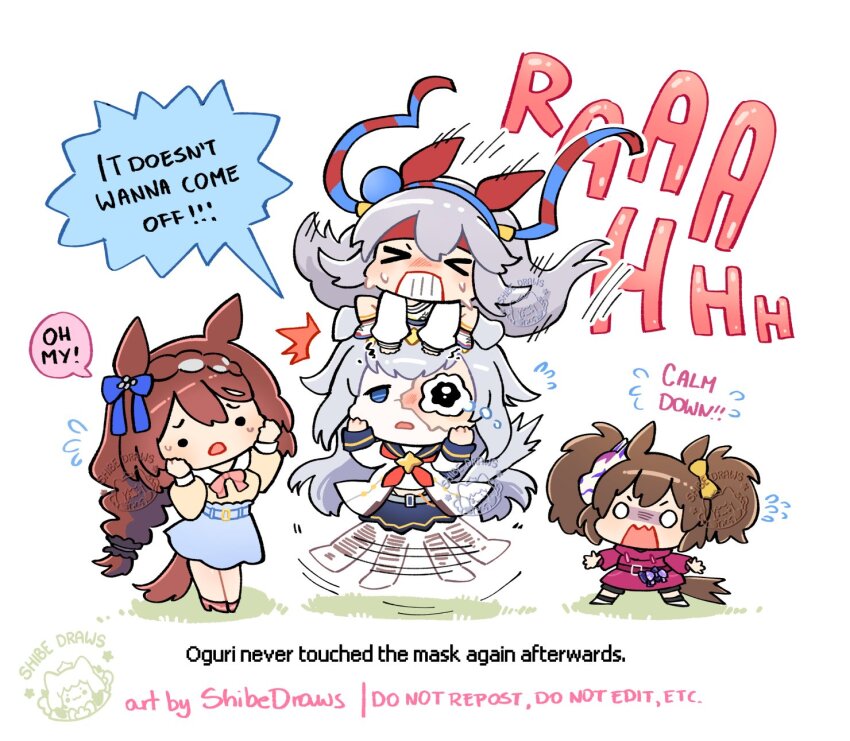 >_<, 4girls, ahoge, animal_ears, belt, blue_hairband, blue_sailor_collar, blue_skirt