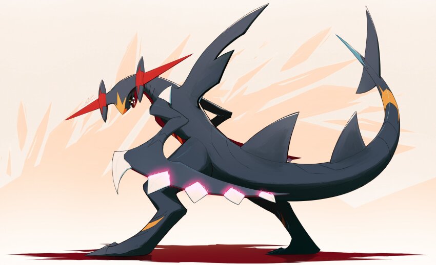 black_sclera, claws, colored_sclera, commentary_request, dragon, fangs, fins, full_body