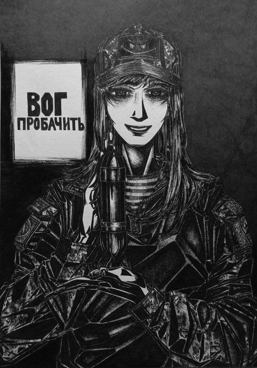 1girl, beret, bordfunker133, camouflage, camouflage_jacket, explosive, grenade, greyscale