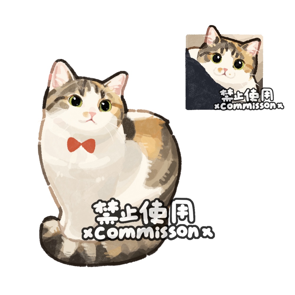 animal, animal_focus, bow, bowtie, caliby_cat, calico_(pattern), calico_cat, cat