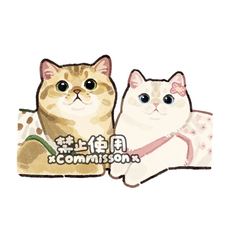 animal, animal_focus, blue_eyes, cat, clothed_animal, commission, floral_print, flower