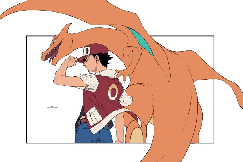 1boy, 55oshimechan, belt, black_eyes, black_hair, black_shirt, blue_pants, brown_belt