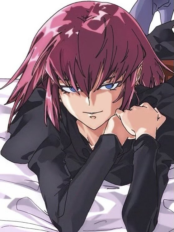 1girl, black_dress, blue_eyes, breasts, dress, gundam, haman_karn, kawatooo, large_breasts, looking_at_viewer, neo_zeon, on_bed, pink_hair, short_hair, simple_background, smile, solo, white_background, zeta_gundam