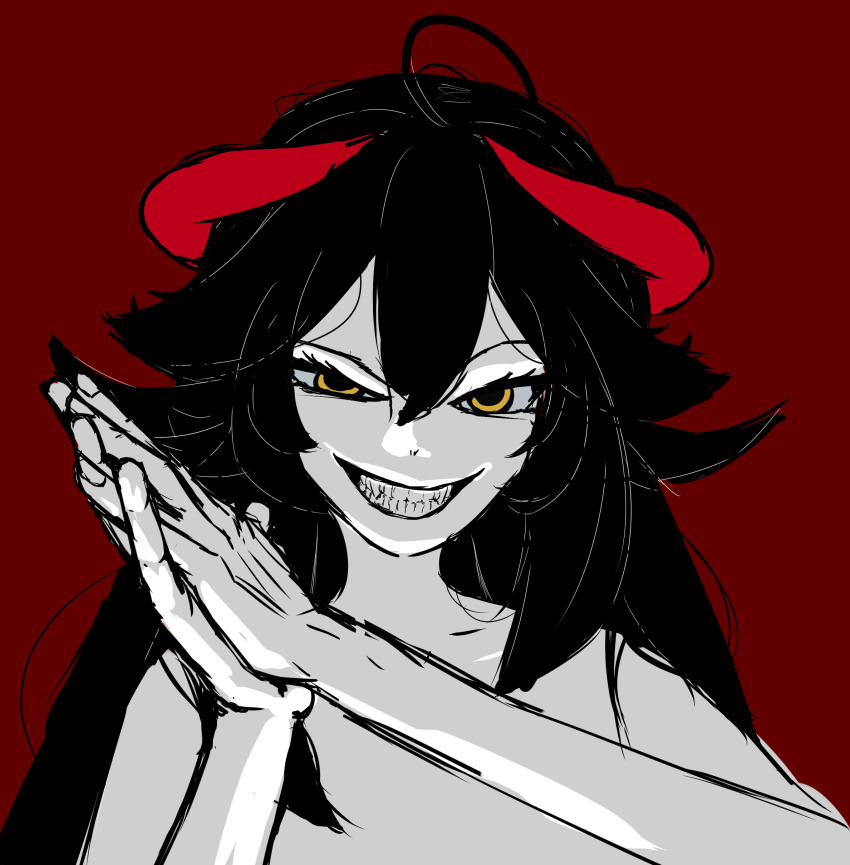 1girl, absurdres, black_hair, highres, horns, indie_virtual_youtuber, looking_at_viewer, matoi_miia