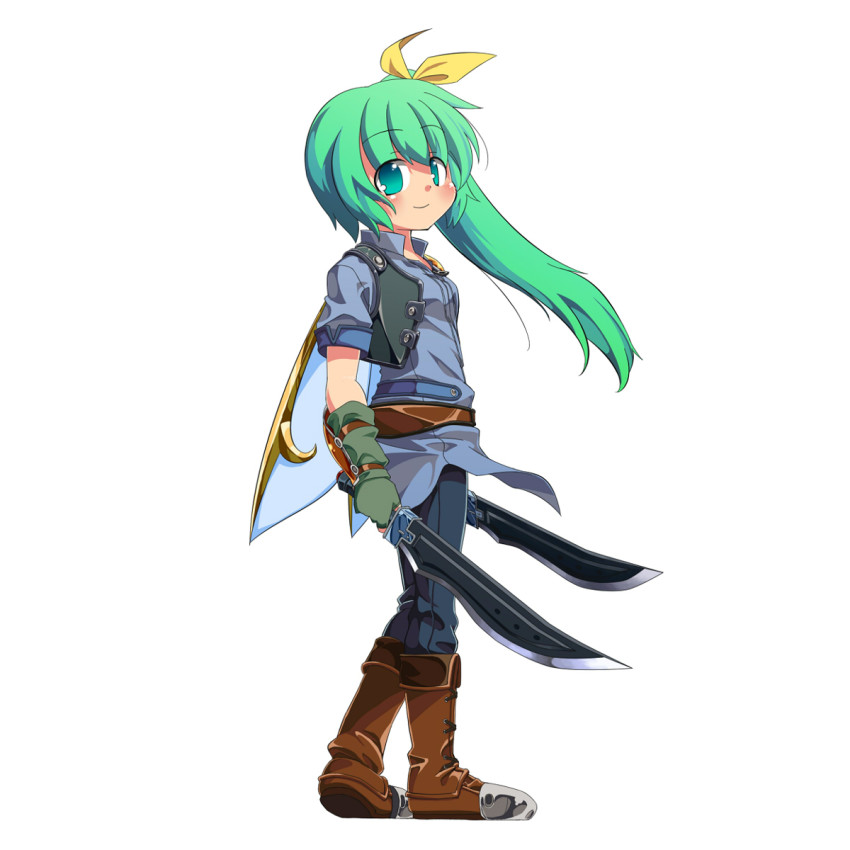 1girl, belt, boots, cosplay, daiyousei, dual_wielding, eiyuu_densetsu, fairy_wings