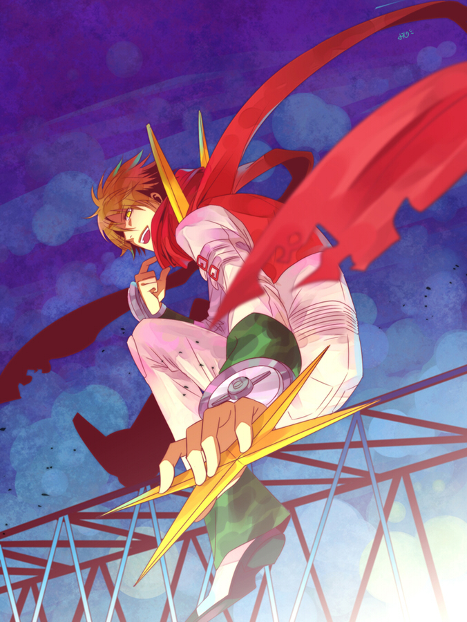 1boy, atlus, brown_eyes, cosplay, dark_persona, foreshortening, hanamura_yousuke, jiraiya_(persona_4)