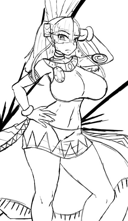 1girl, 2025, arm_up, armlet, bare_legs, bare_shoulders, blackchaos64, bracelet