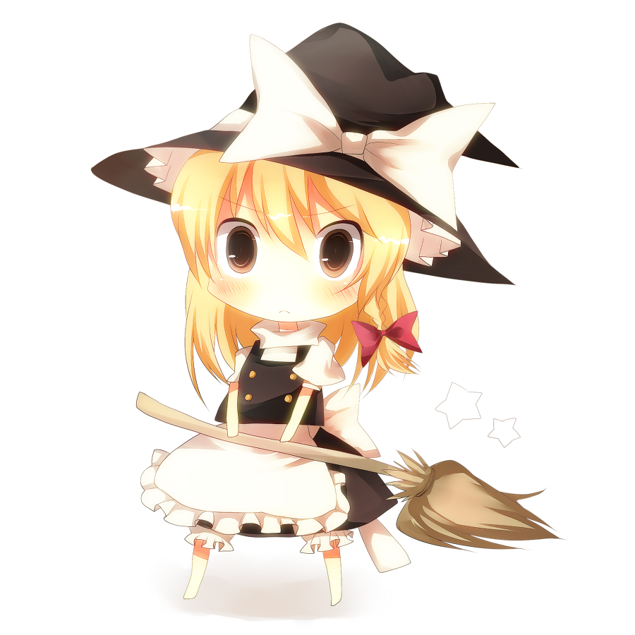 1girl, bad_id, bad_pixiv_id, blonde_hair, blush, braid, broom, brown_hair