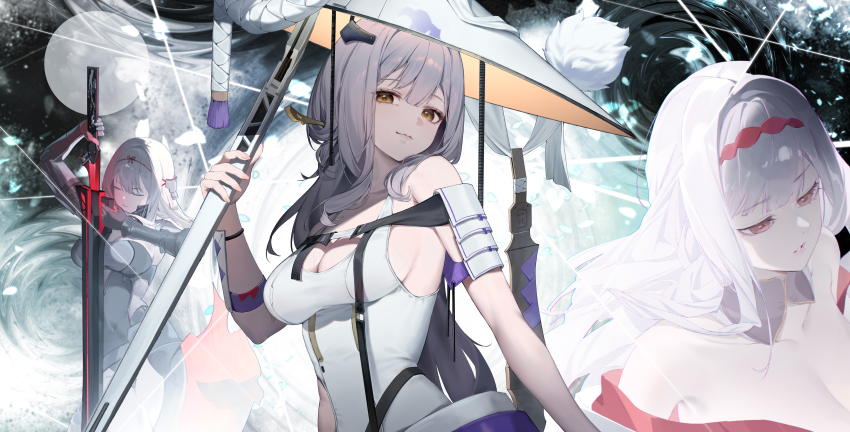 1girl, absurdres, armor, bodysuit, breasts, cleavage, commentary_request, goddess_of_victory:_nikke