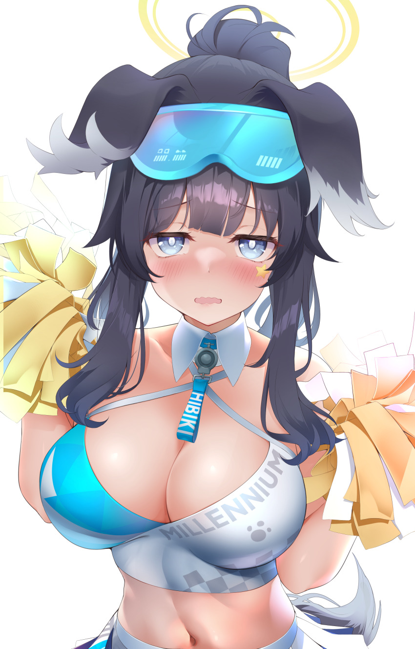 1girl, absurdres, animal_ears, argentum_2o, black_hair, blue_archive, blue_eyes, blush