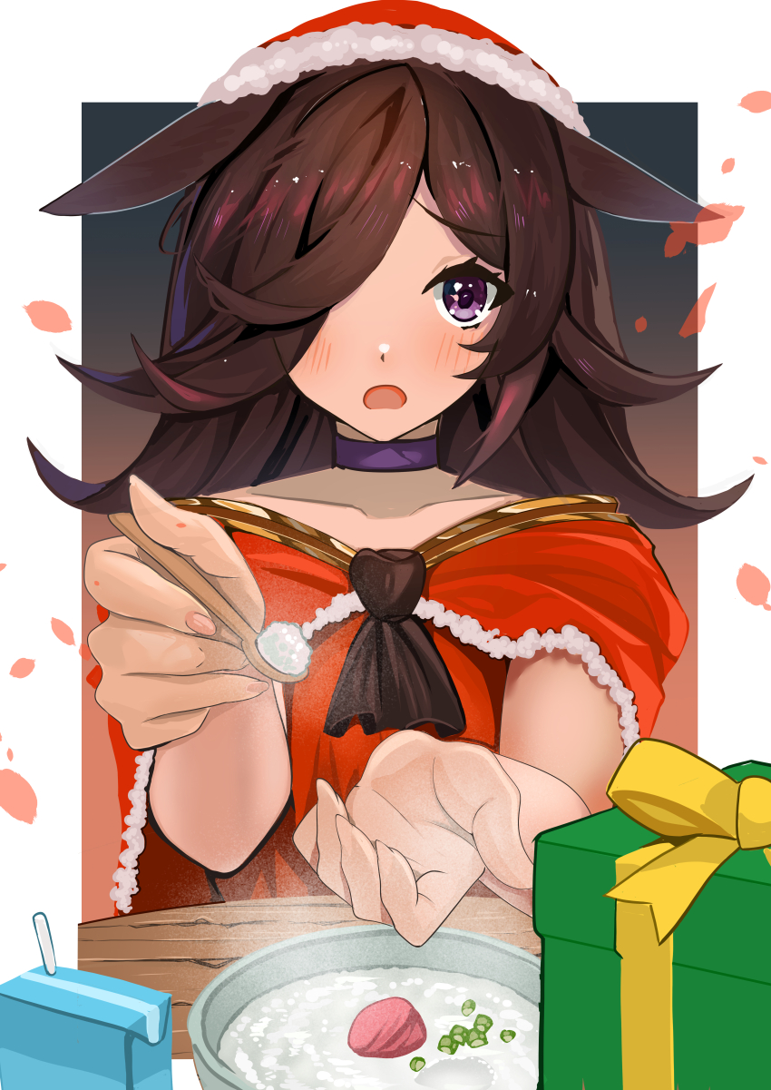 1girl, absurdres, animal_ears, bigboss021, blush, border, bowl, box