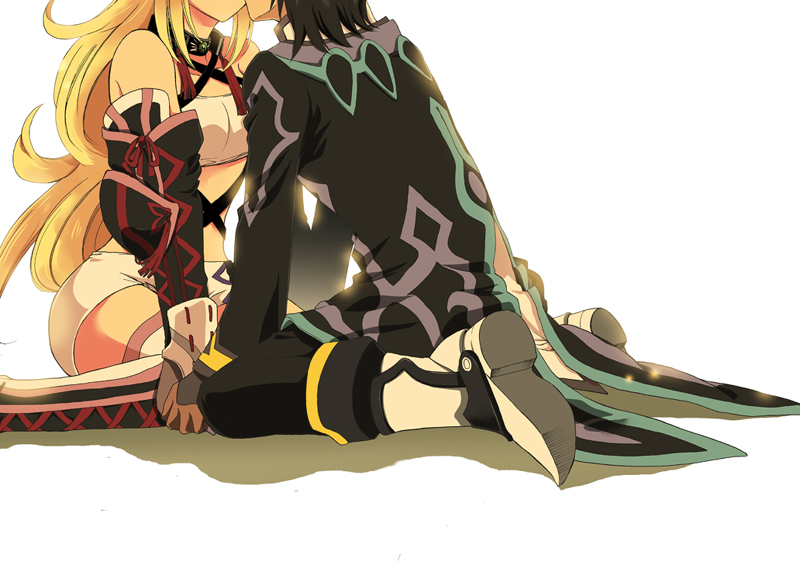 1boy, 1girl, aozora_airu, bad_id, bad_pixiv_id, black_hair, blonde_hair, boat