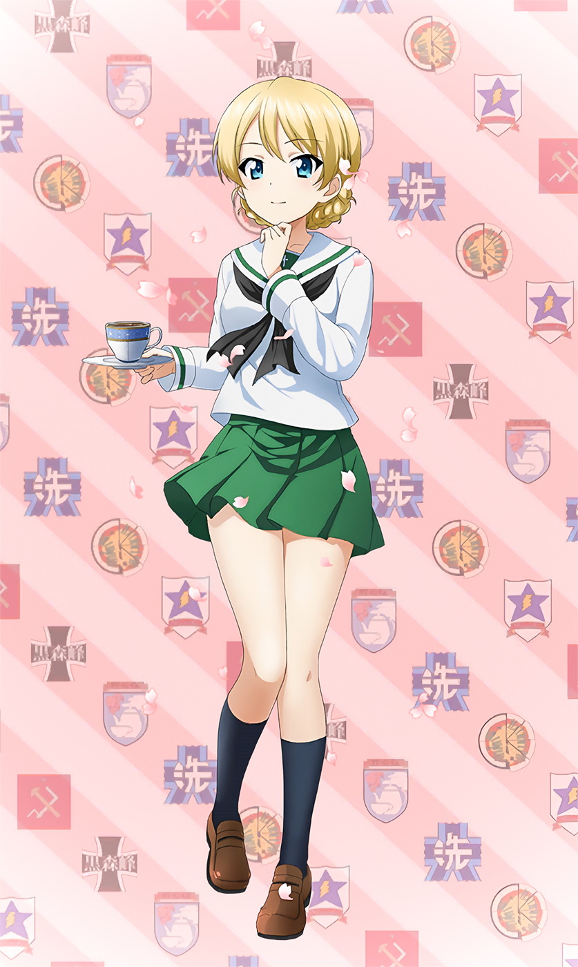 1girl, alternate_costume, artist_request, black_sailor_collar, black_socks, blonde_hair, blue_eyes, brown_shoes