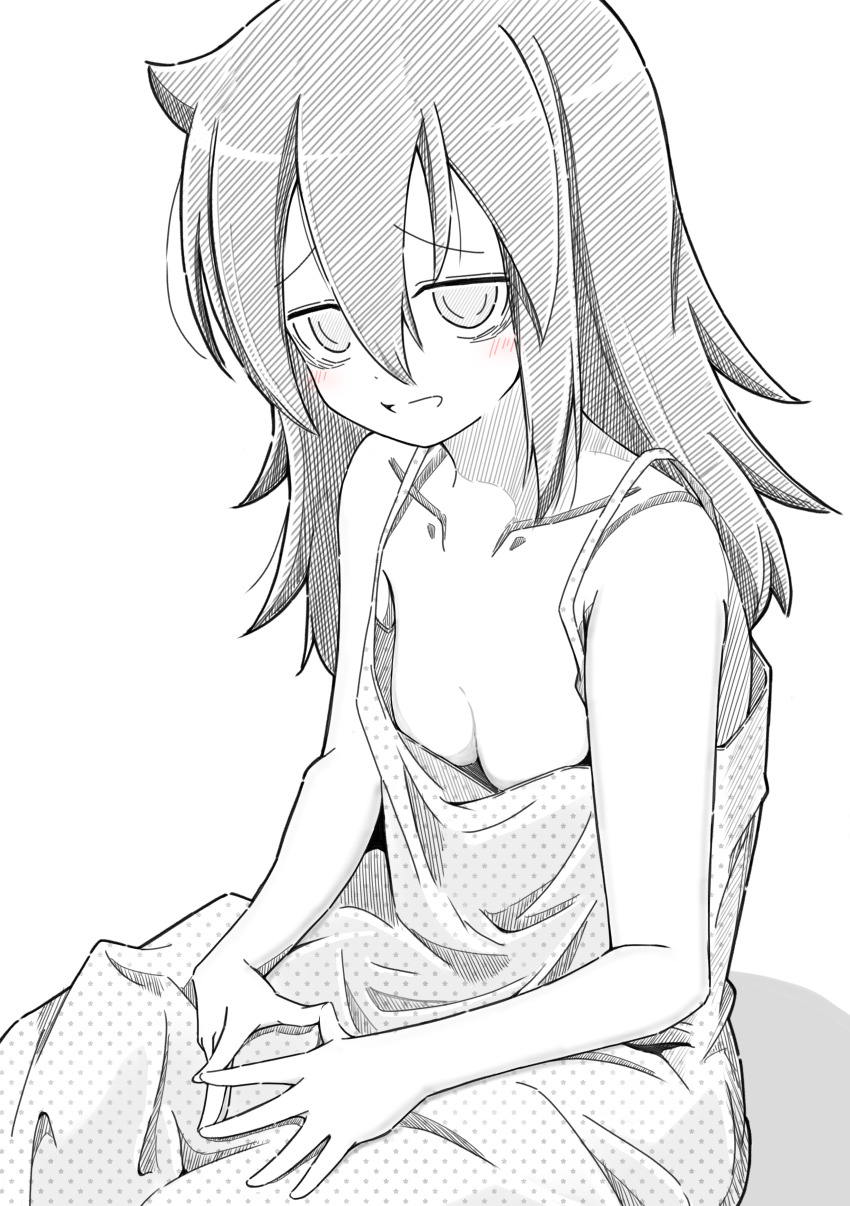 1girl, absurdres, alternate_costume, azuminonomizua, bare_arms, bare_shoulders, blush, breasts