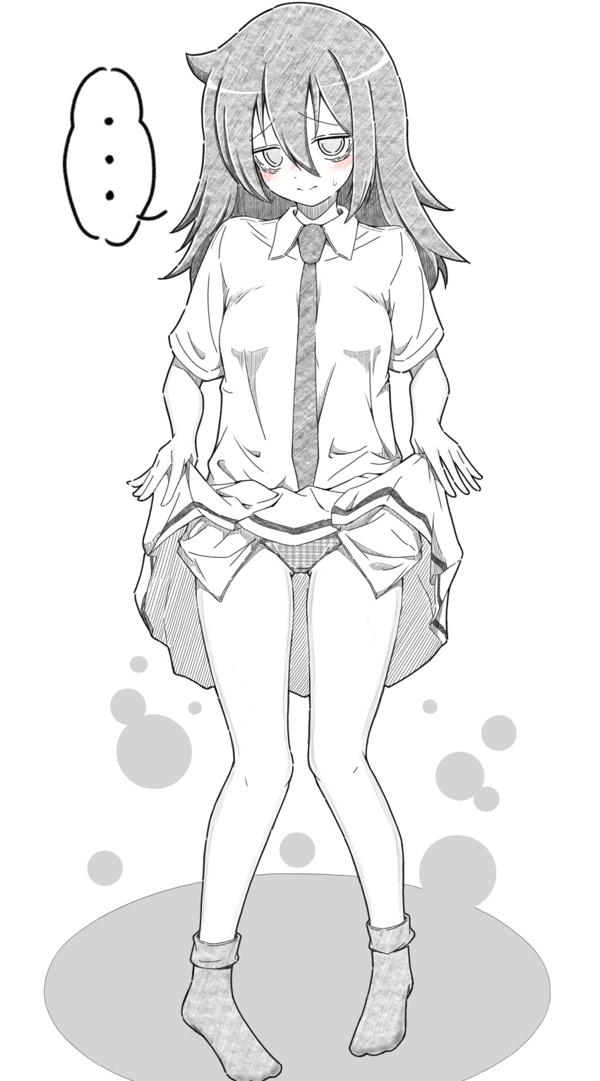 ..., 1girl, absurdres, azuminonomizua, bags_under_eyes, blush, closed_mouth, clothes_lift