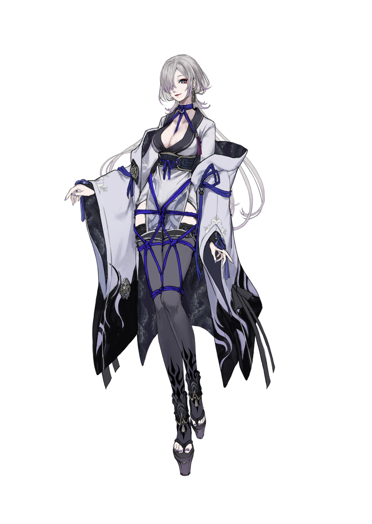 1girl, black_thighhighs, blue_eyes, blue_hair, blush, breasts, choker, cleavage