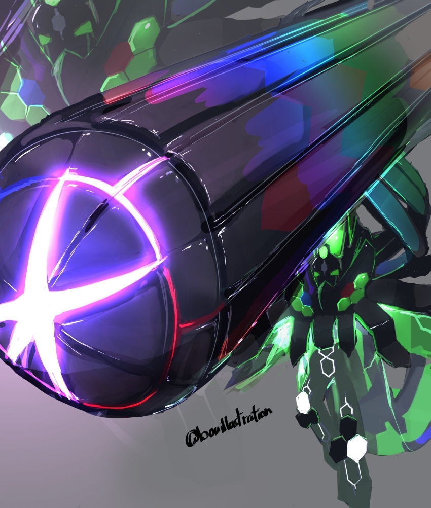 bo_(bouillustration), commentary_request, energy_cannon, gen_6_pokemon, glowing, grey_background, highres, legendary_pokemon