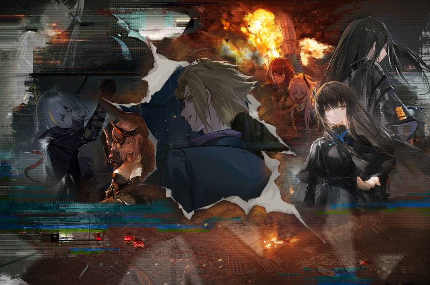 1boy, absurdres, black_dress, black_hair, blonde_hair, breasts, character_request, commentary_request