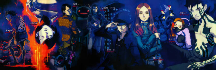 5boys, 5girls, belt, black_hair, black_hat, black_jacket, blood, blood_on_ground