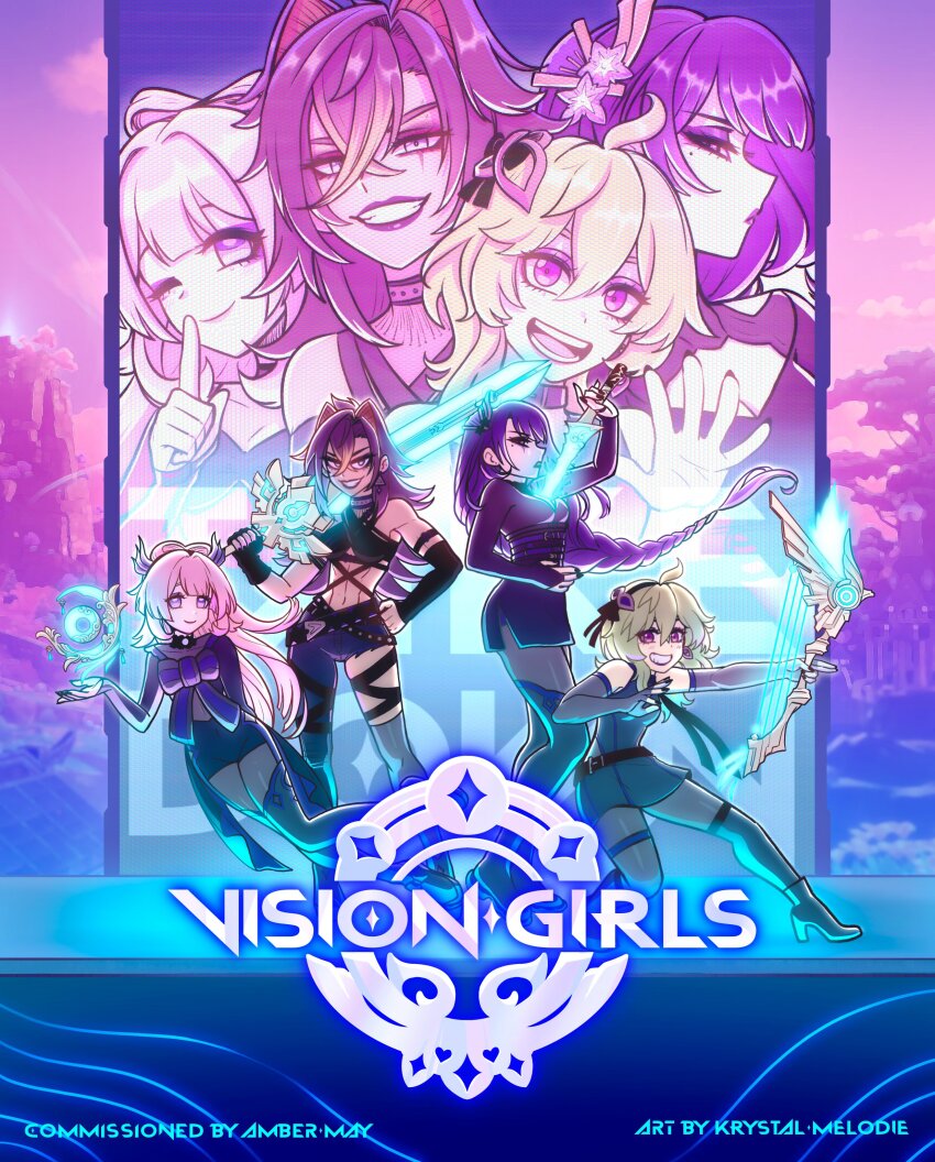 4girls, abs, absurdres, ahoge, alternate_costume, alternate_universe, animal_ears, artist_name