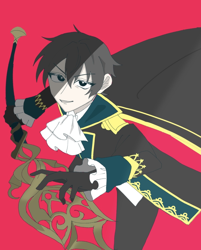 1boy, baron_munchausen_(grimms_notes), grimms_notes, highres, holding, holding_staff, looking_at_viewer, male_focus