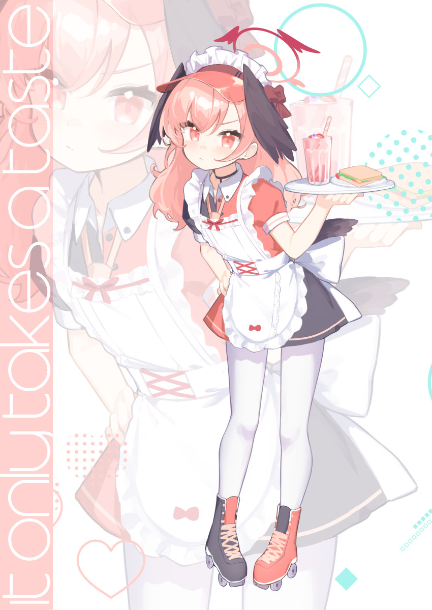 1girl, absurdres, alternate_costume, alternate_hairstyle, apron, black_wings, blue_archive, blush