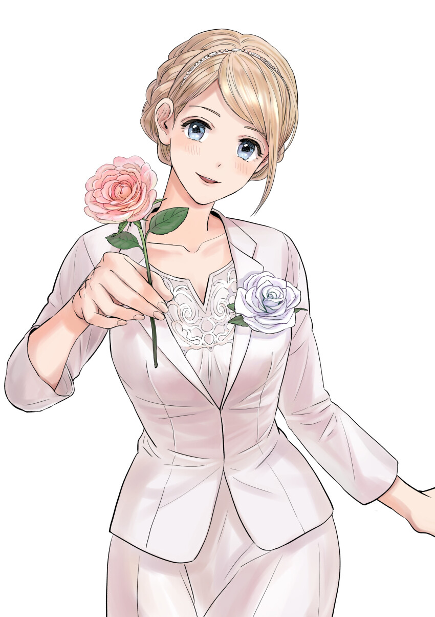 1girl, absurdres, ace_combat, ace_combat_7, blonde_hair, blue_eyes, braid, breasts