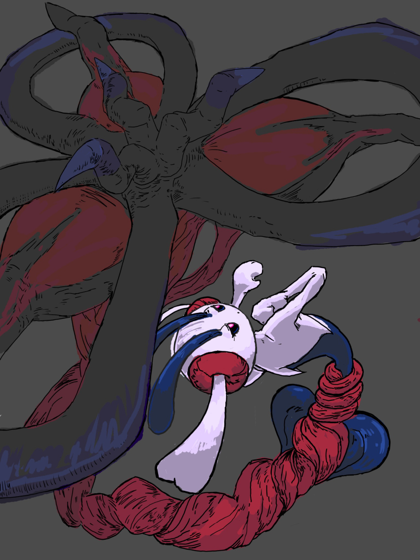 closed_mouth, commentary_request, dot_mouth, floette, floette_(eternal), gen_6_pokemon, grey_background, half-closed_eyes