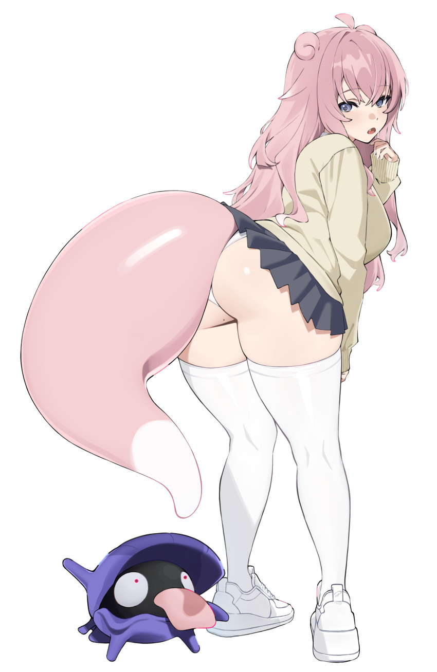 absurdres, ao_(aokisora_ao), blue_eyes, commentary, fang, from_behind, gen_1_pokemon, gyaru