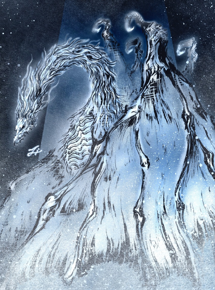 1other, absurdres, caligo_miasma_of_night, calligraphy_brush_(medium), deadpool_yuchan, dragon, dragon_wings, elden_ring