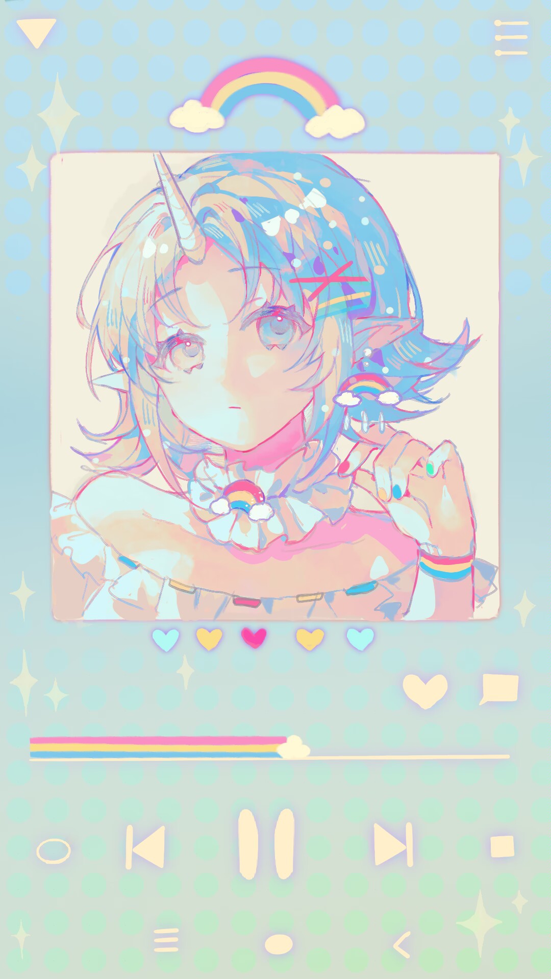 1girl, :/, blue_eyes, blue_hair, blue_nails, choker, closed_mouth, enderrabbit