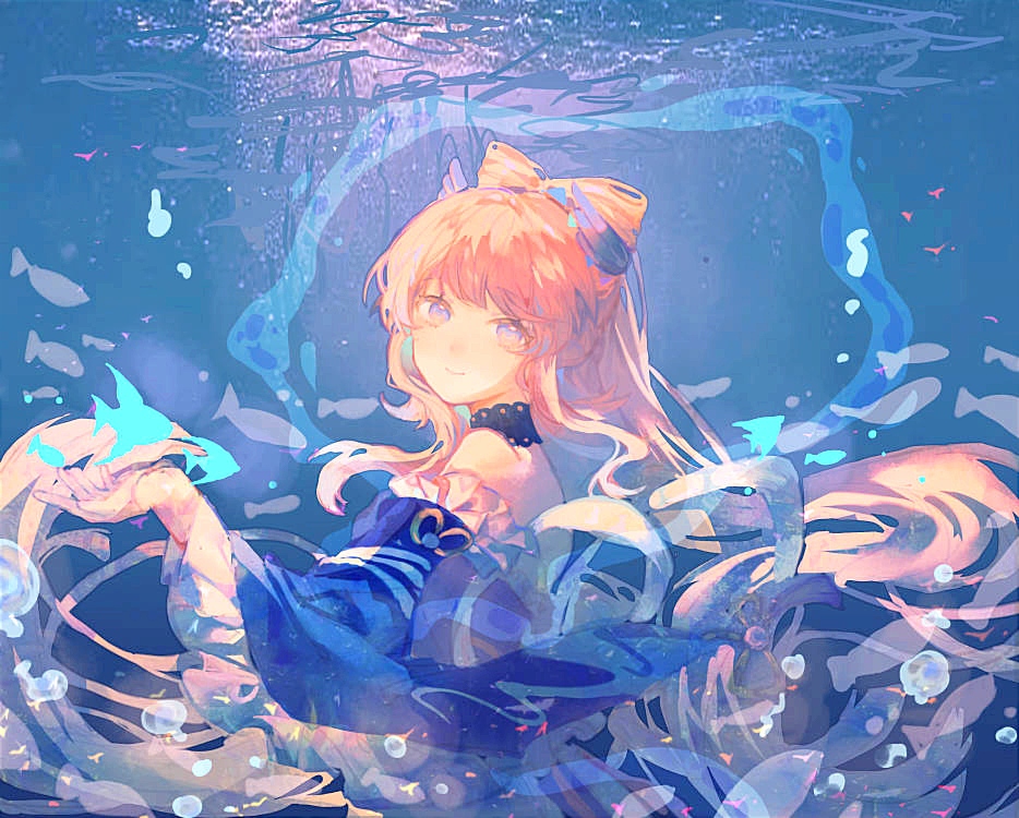 1girl, black_choker, blue_eyes, bow-shaped_hair, chinese_commentary, choker, closed_mouth, colored_eyelashes