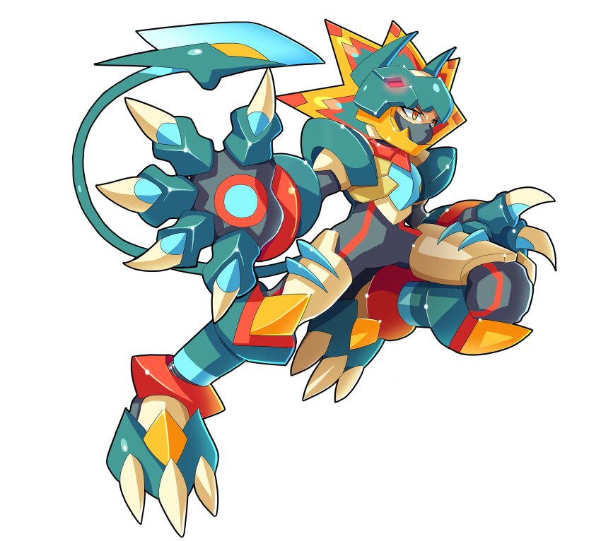 1boy, absurdres, armor, bodysuit, claws, commentary, english_commentary, fighting_stance