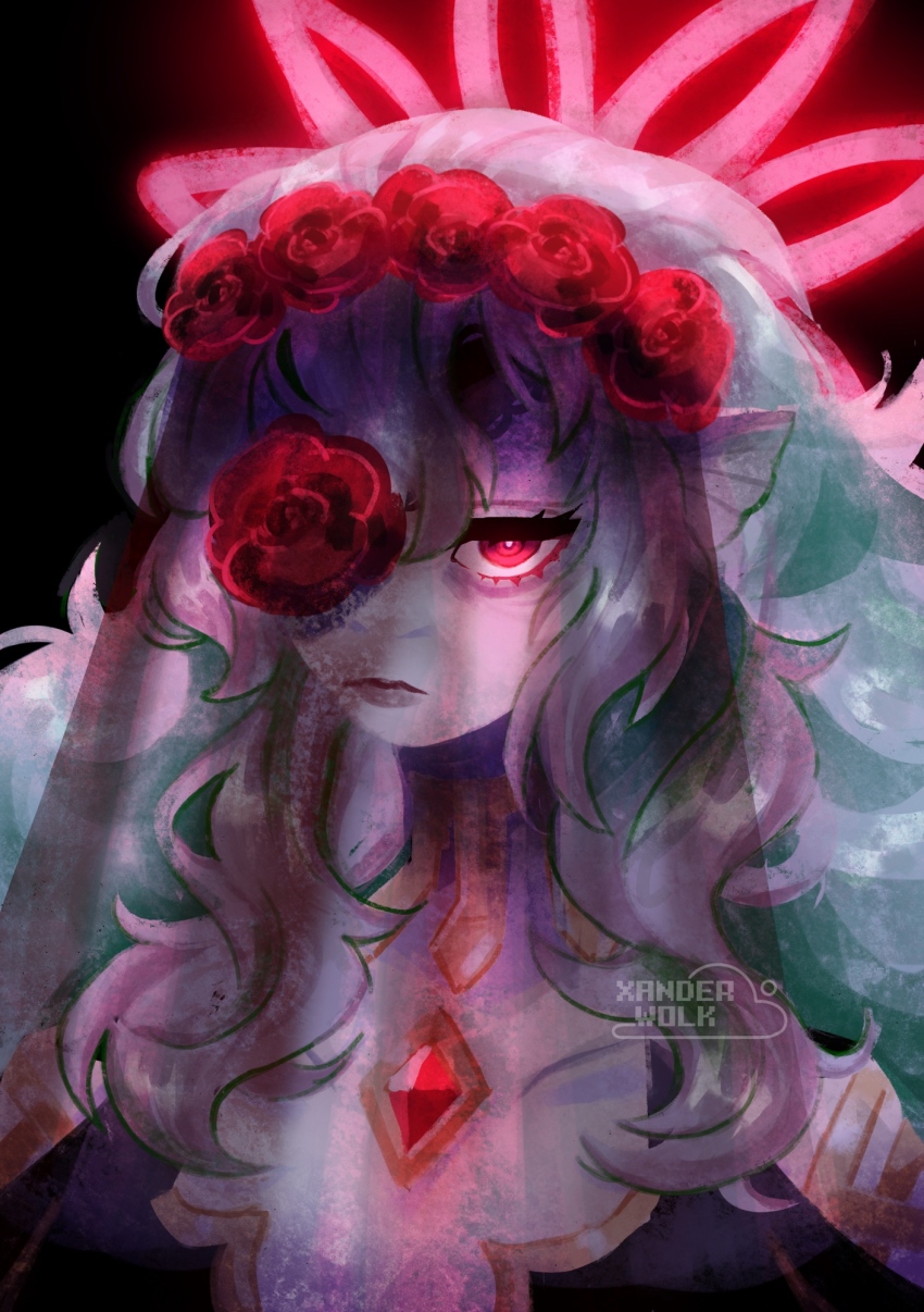 1girl, animal_ears, artist_name, bags_under_eyes, bat_ears, bat_girl, black_lips, breasts