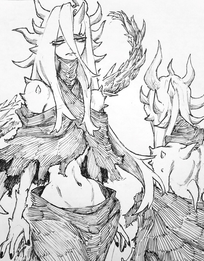 1girl, absurdres, backless_outfit, bare_shoulders, black_nails, caligo_miasma_of_night, chronozbergh, claws